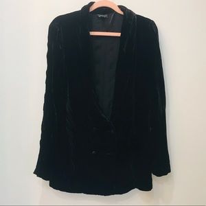Topshop Black Velvet fitted Blazer size 4